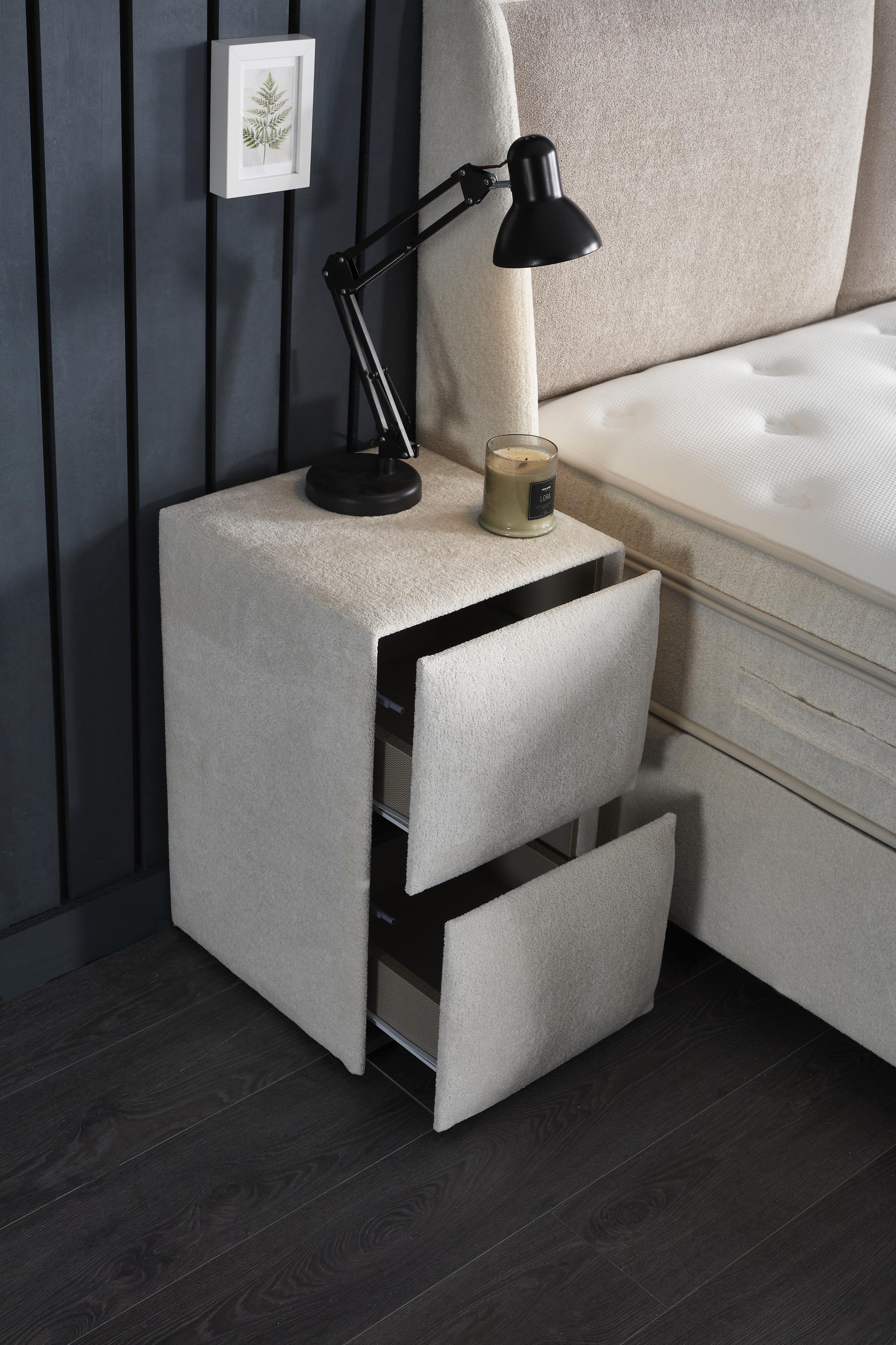 Boxspringbett 'TwinBedd' von SkyBedd, beige, mit integrierter Matratze und Stauraum, ideal für günstigen und gemütlichen Schlafkomfort bei SkyHome24.de.