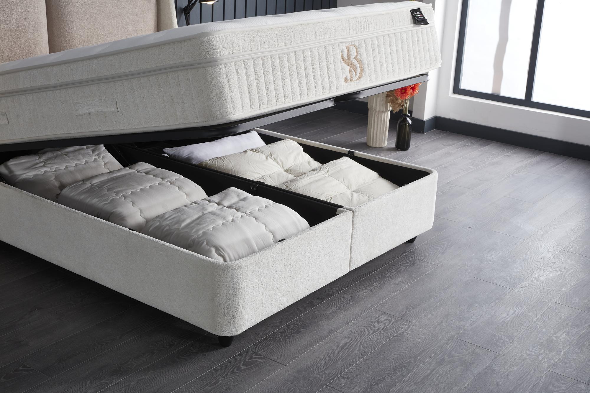 Boxspringbett 'TwinBedd' von SkyBedd mit Matratze, integriertem Stauraum und modernem Design, erhältlich günstig bei SkyHome24.de.