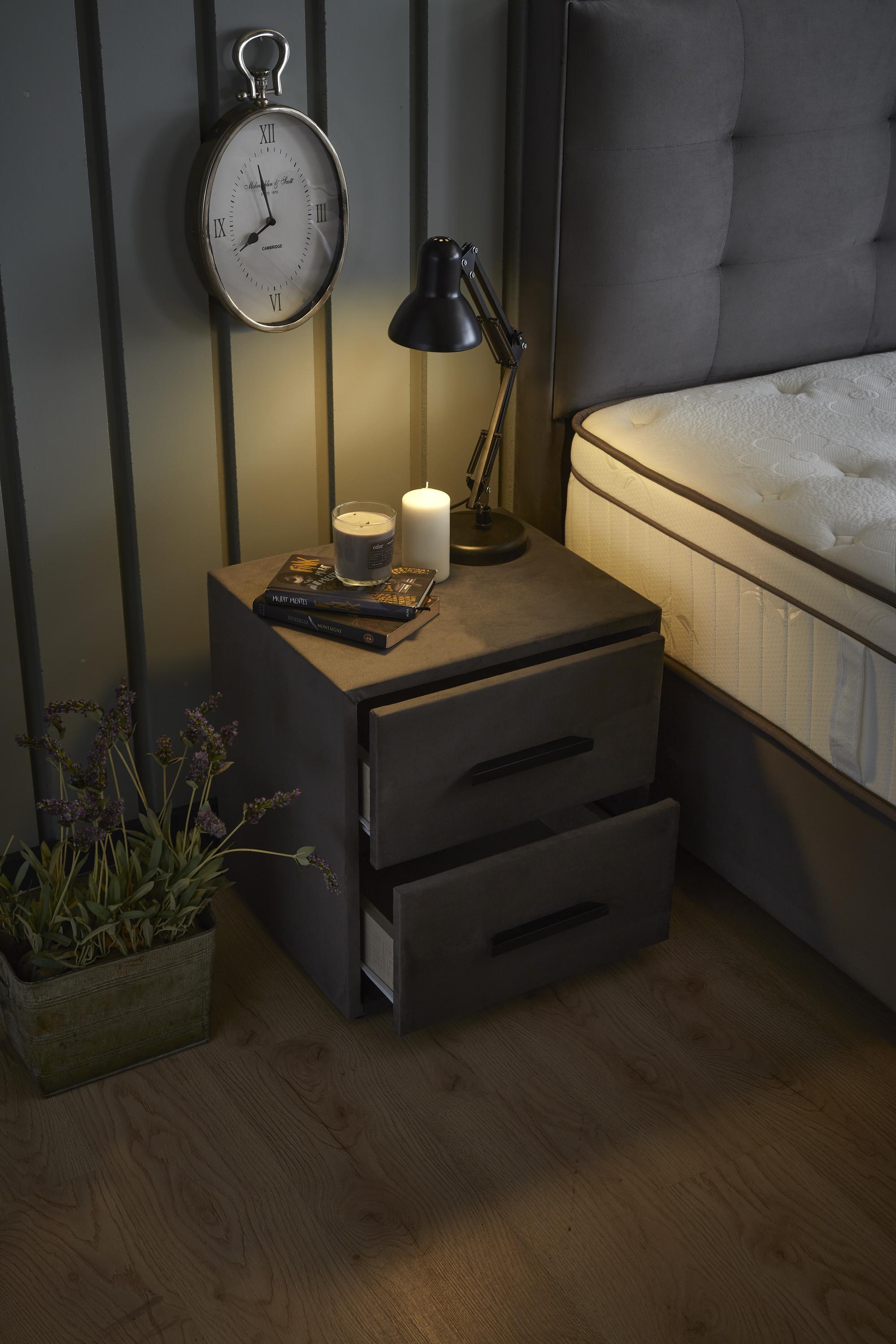 Boxspringbett 'ModeBedd' SkyBedd mit ergonomischer Matratze und integriertem Stauraum, modern und komfortabel, ideal zur Linderung von Alltagsstress.