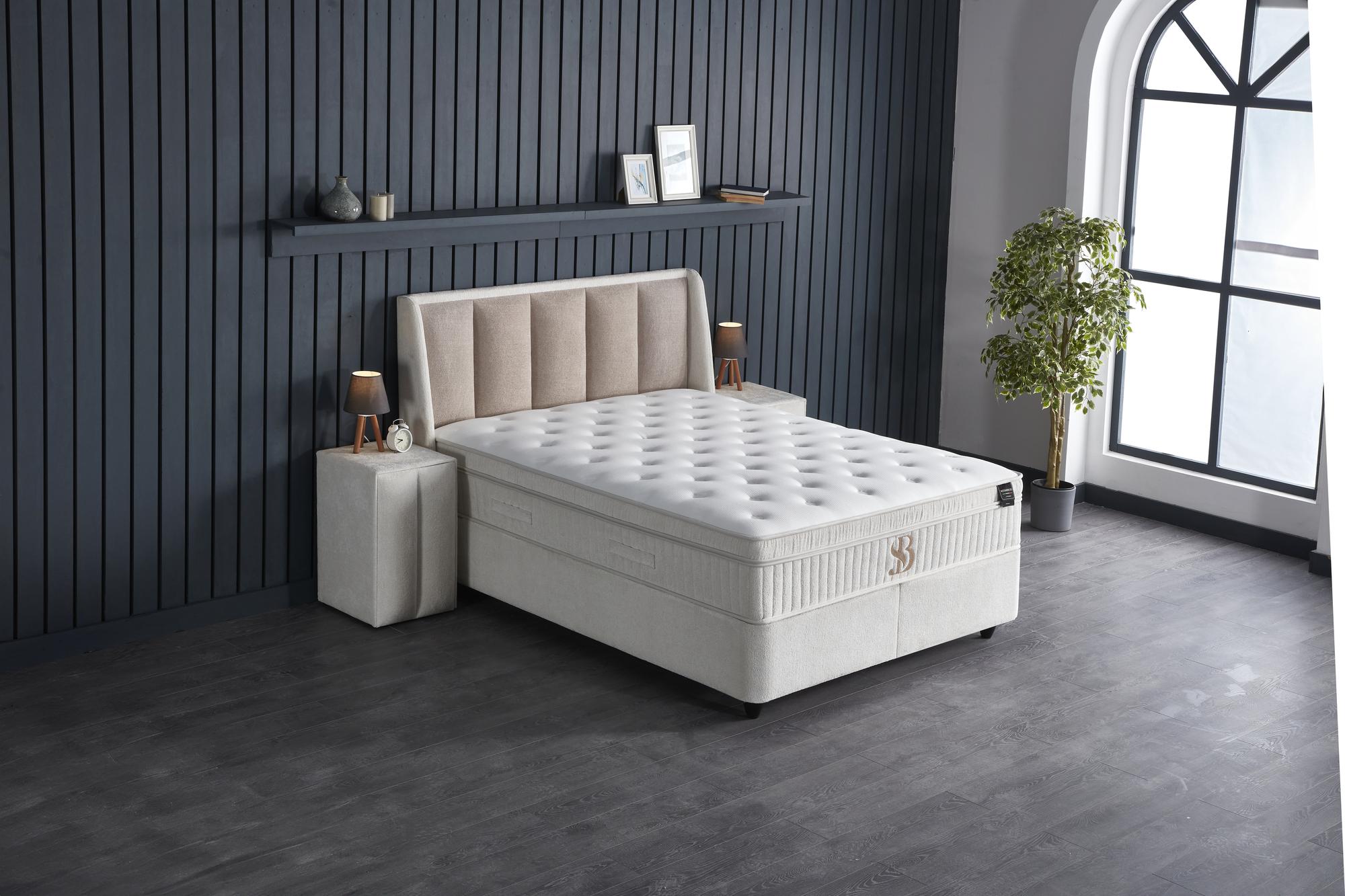Boxspringbett 'NoemiBedd' mit Matratze und Stauraum von SkyHome24.de, speziell für hohen Schlafkomfort entwickelt, im modernen Design für günstige Preise.