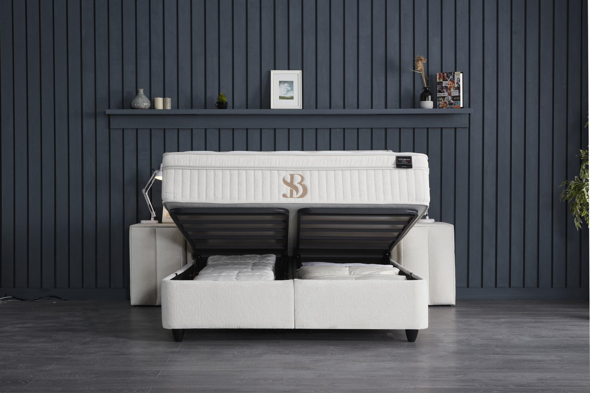 Boxspringbett 'AdenBedd' SkyBedd mit Matratze und Stauraum, Nahaufnahme der Matratze, ideal für günstigen und komfortablen Schlaf, erhältlich bei SkyHome24.de.