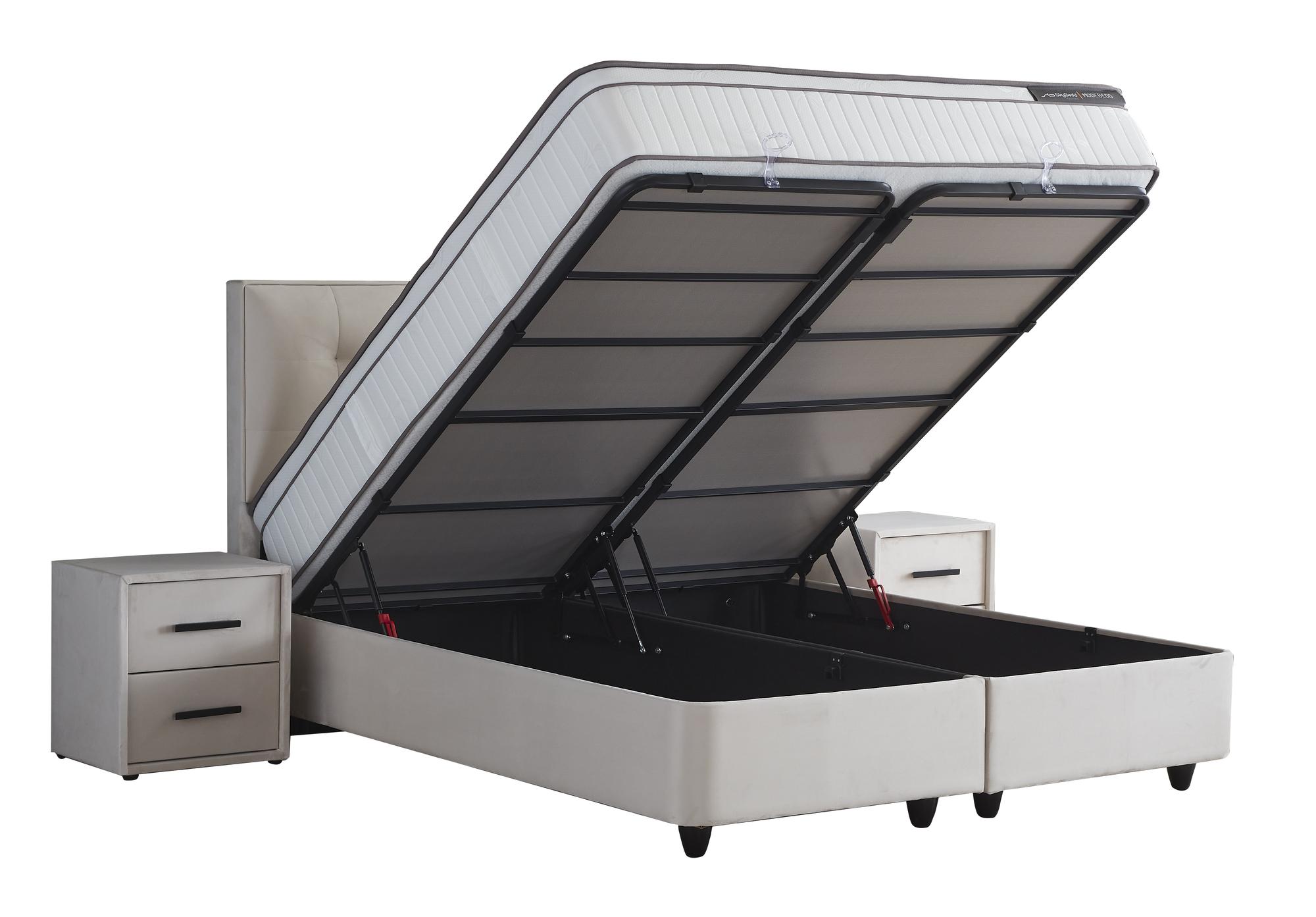 Boxspringbett 'ModeBedd' SkyBedd mit ergonomischer Matratze und integriertem Stauraum, trendiges Design mit Coil Pro Balance Technologie.