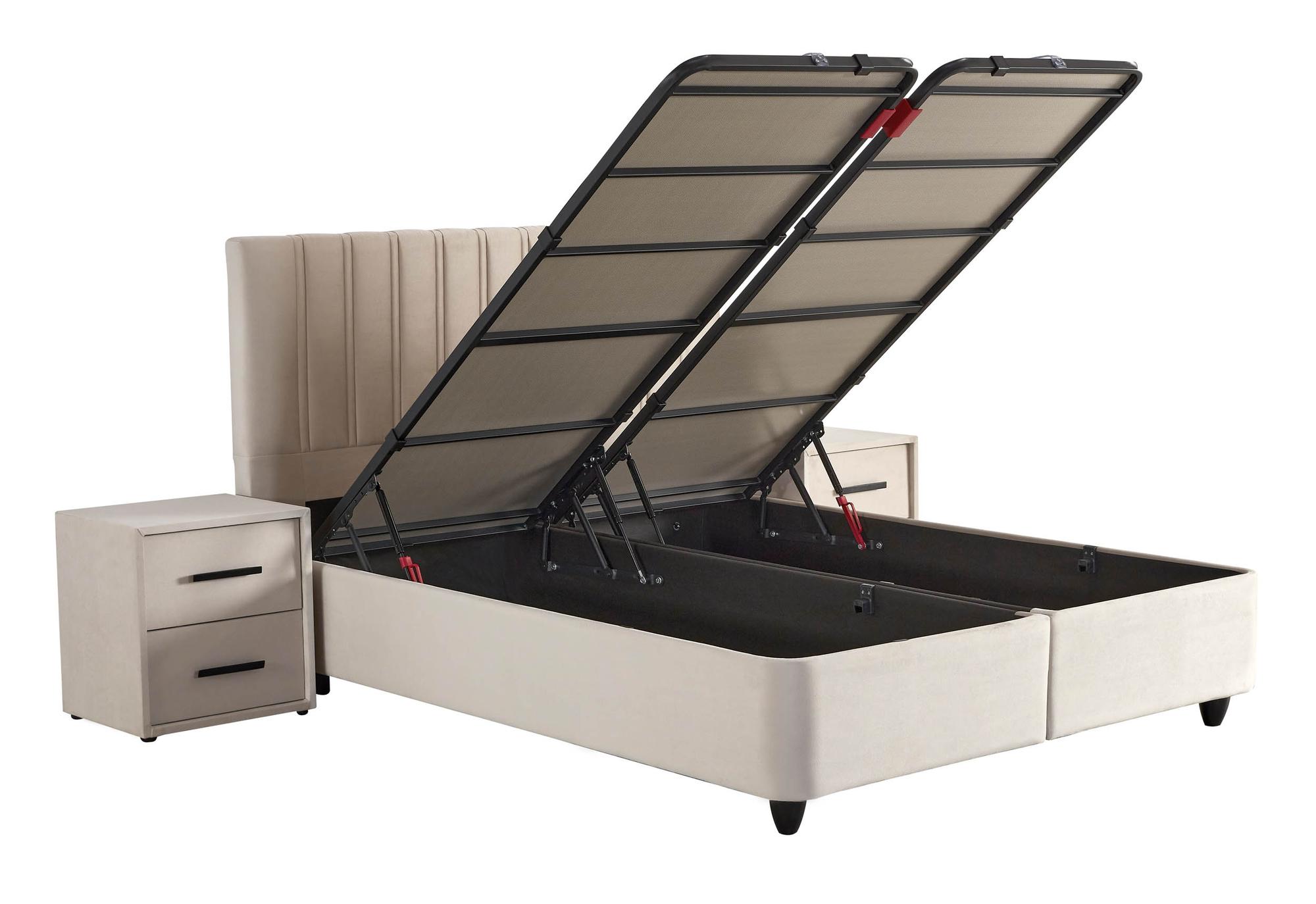 Boxspringbett 'CostaBedd' SkyBedd mit Matratze, integriertem Stauraum, gepolsterter Struktur und Anti-Rutsch-Stoff, erhältlich bei SkyHome24.de zu günstigen Preisen.